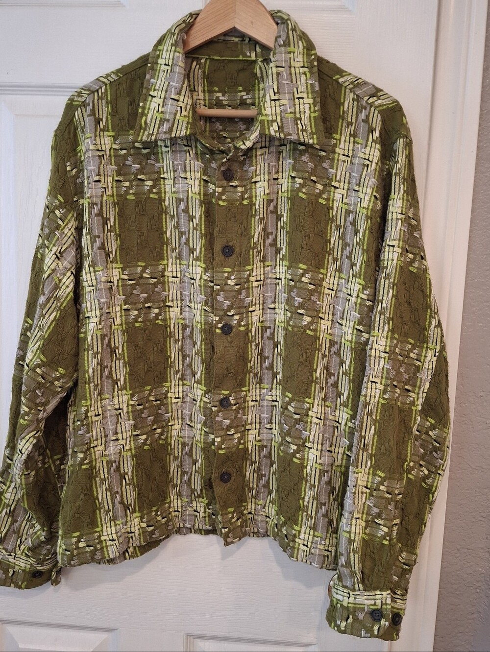 Urban Outfitters Textured Woven  Shirt Shacket Mens Button Up Long Slve XXL (?)